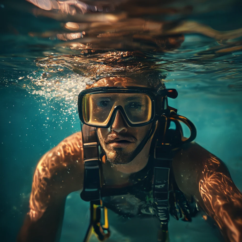 Snorkeling gear in tropical water