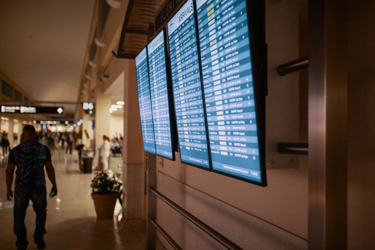 Cruise terminal with information boards