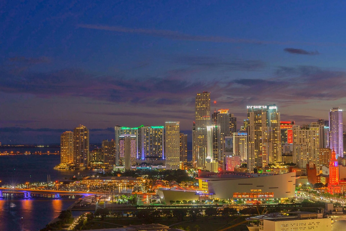 Miami skyline at night