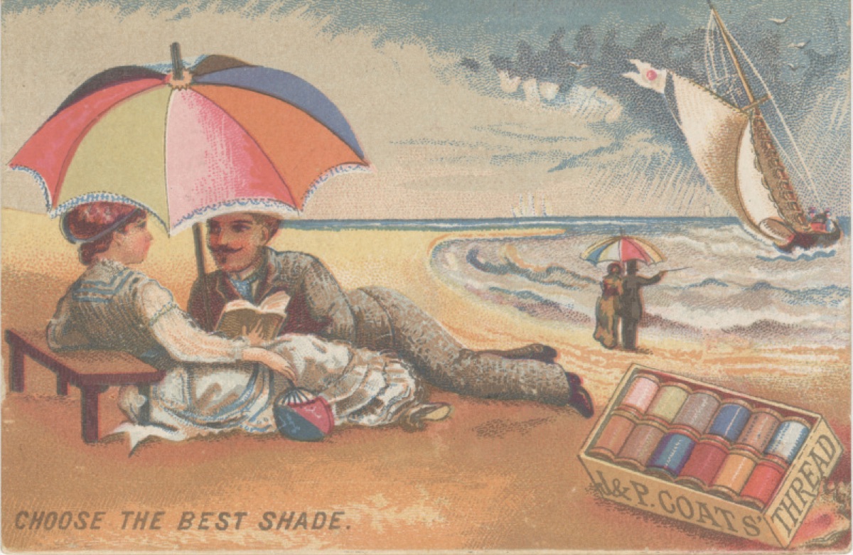 Miami beach umbrella in soft pastel tones