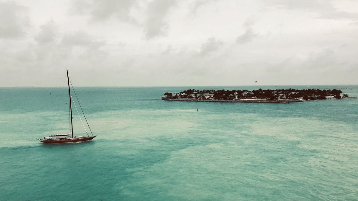 Key West coastline with boats in the distance