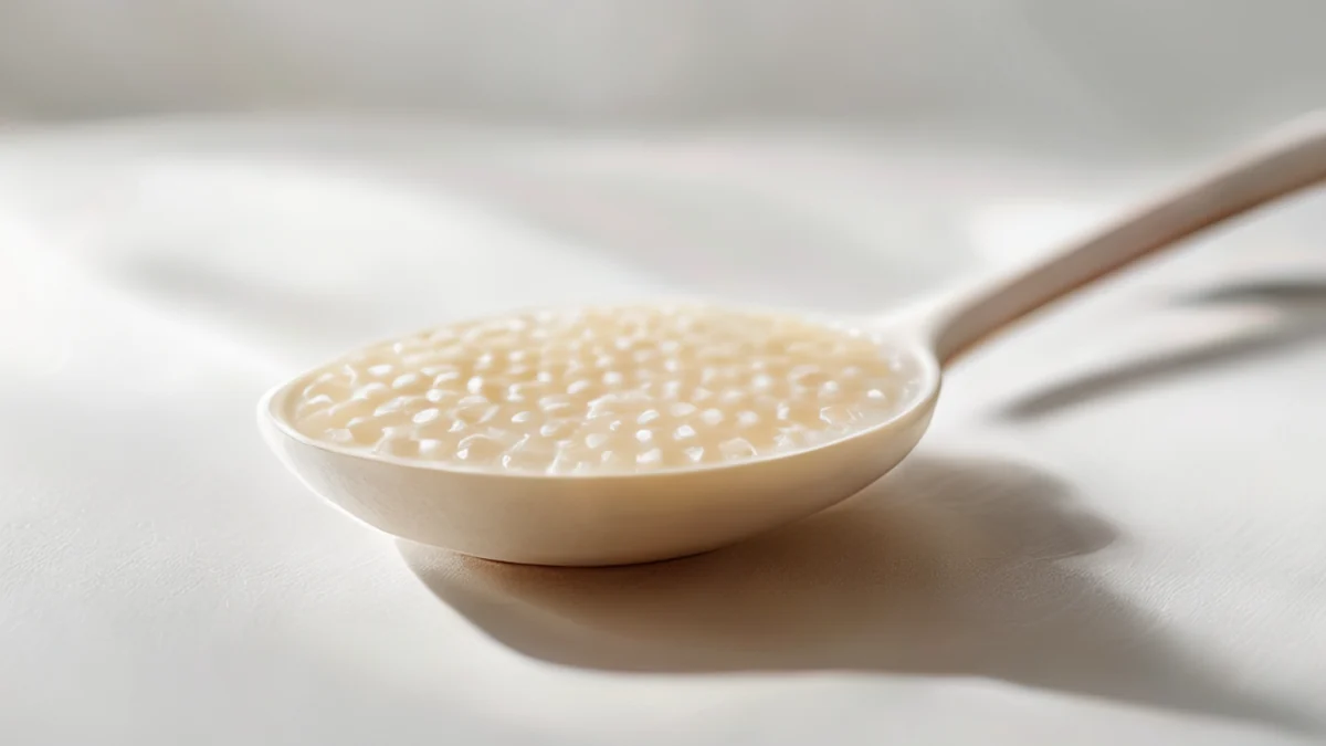 Cuillère en tapioca blanche utilisée pour servir ou manger des produits de tapioca.