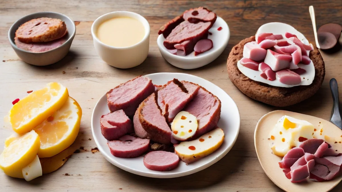 Il pranzo tedesco include pane, formaggio, salamino e marmellata.