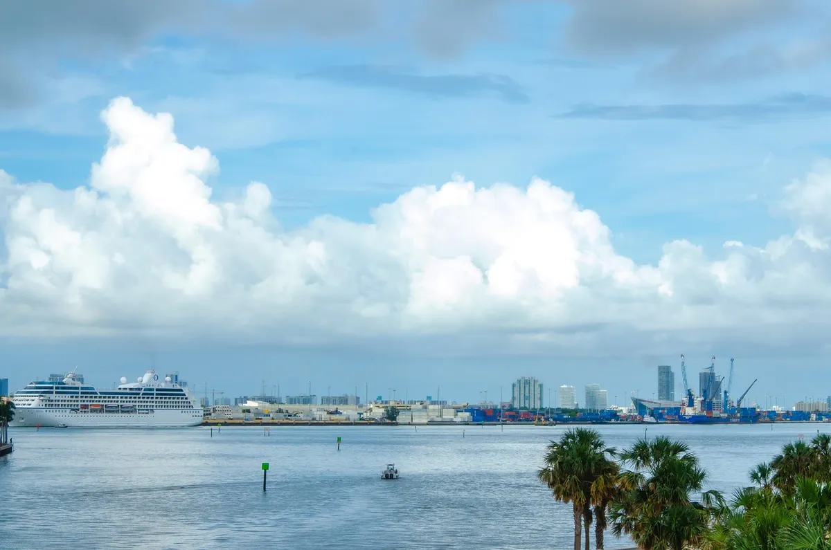 miami, nature, florida, bay, waterfront, biscayne, skyline, sunset, water, sea, ocean, sky, downtown, sunrise, city, port miami, port, travel, ship, cruise, tou