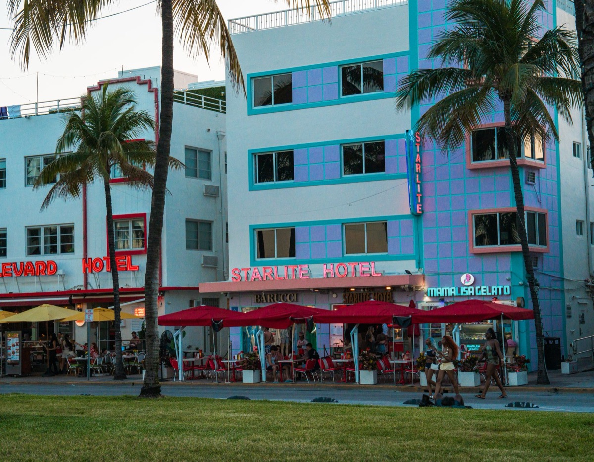 Sunset over South Beach, Miami